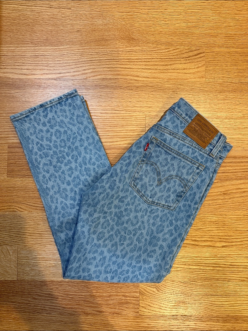 Levi's Light Blue Leopard-Print Jeans - Wedgie Straight - 25
